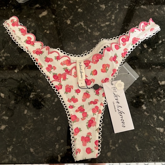 For Love and Lemons Baby Bloom Triangle Bra Top and Thong Sm DD and L set - Picture 4 of 4